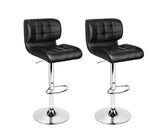 Set of 2 PU Leather Gas Lift Bar Stools - Black